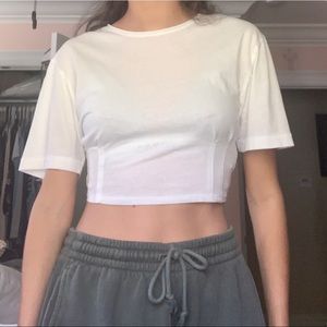 BDG white crop tee